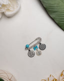 Light Blue Pin with Allah, Ayatul Kursi, & 4 Quls Charm