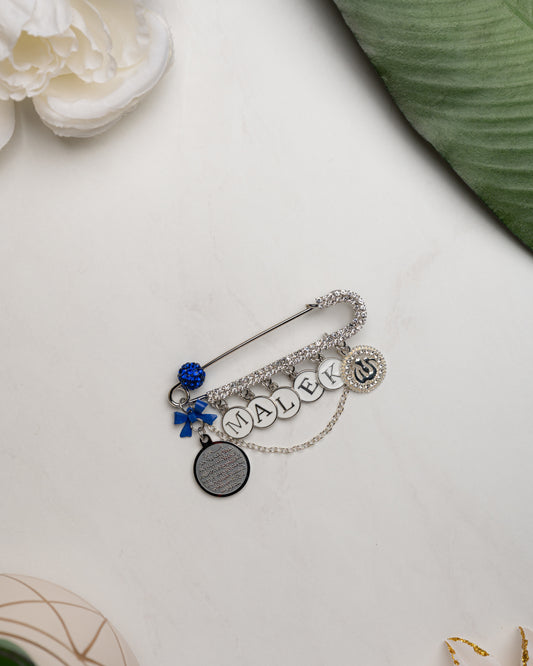 Ayatul Kursi Full Name Dark Blue Pin with Allah Charm