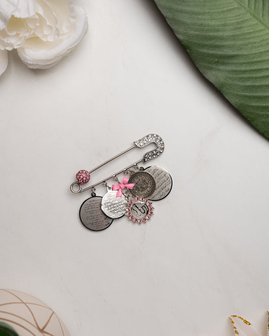 Ayatul Kursi, 4 Quls, & MashAllah Pink Silver Pin