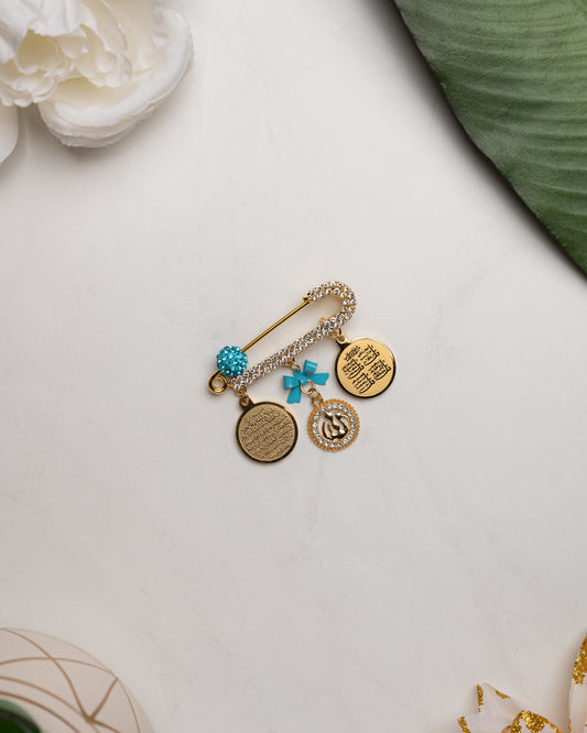Ayatul Kursi, 4 Qul & Allah Light blue Pin