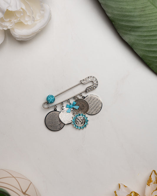 Ayatul Kursi, 4 Qul & Mashallah Silver Baby Blue