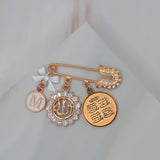 Gold Small pin with Four Quls, Allah & Initial