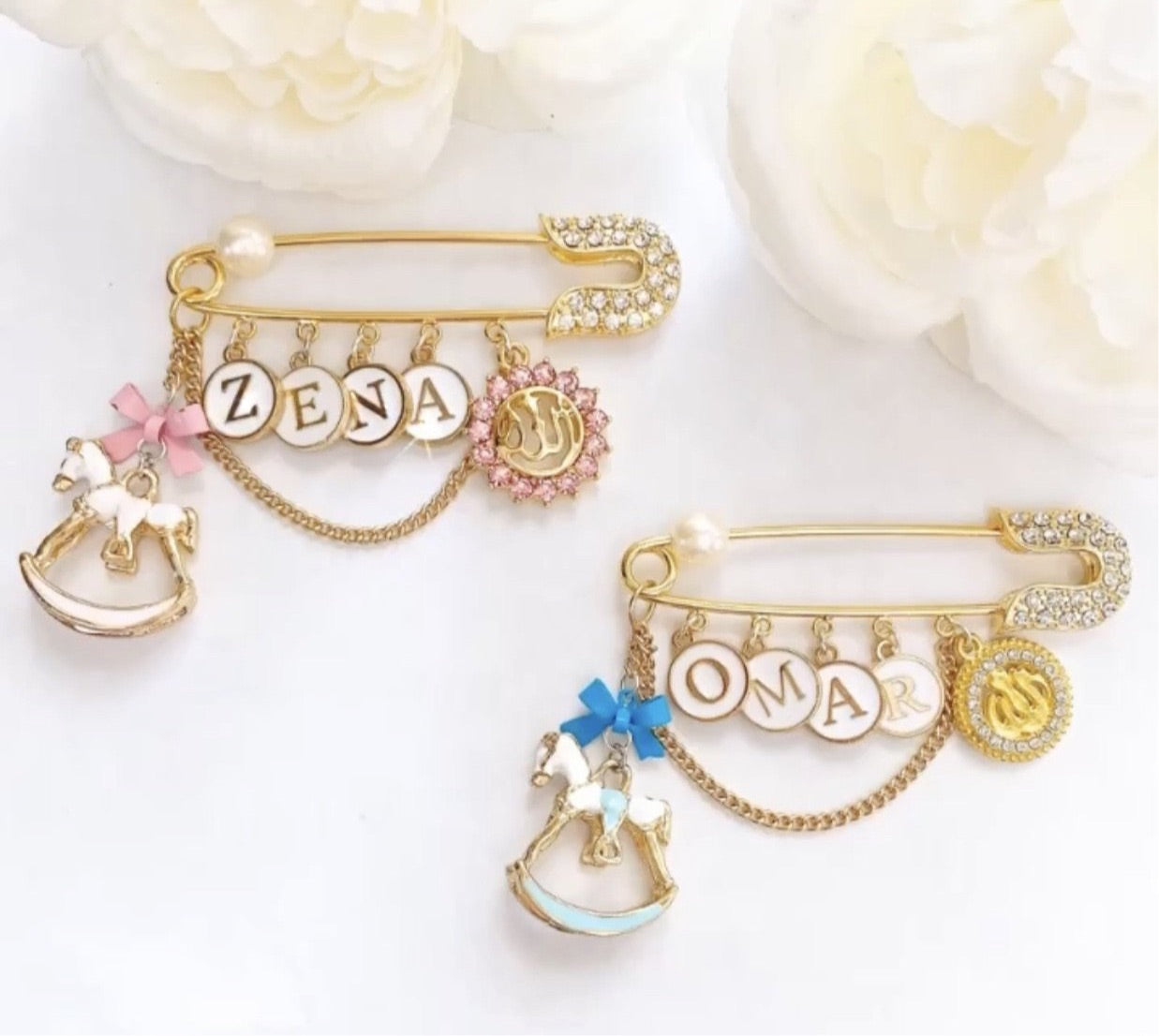 Crystal Tip Customized Name Pin for Boys or Girls