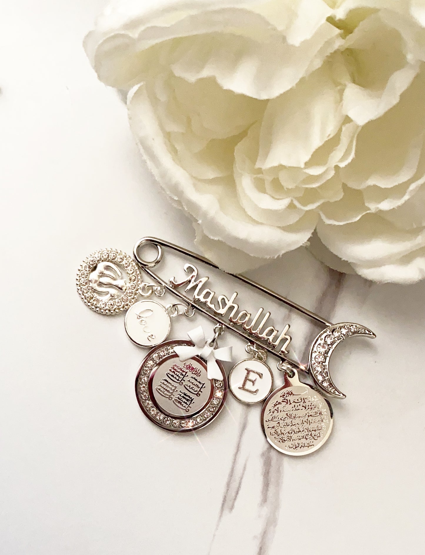 MashAllah Pin with Allah, Initial, Ayatul Kursi, & 4 Quls Charms