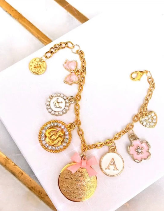 Girl's Custom Initial Bracelet with Pin Charms