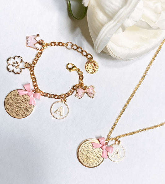 Initial Bracelet & Necklace Bundle with Ayatul Kursi