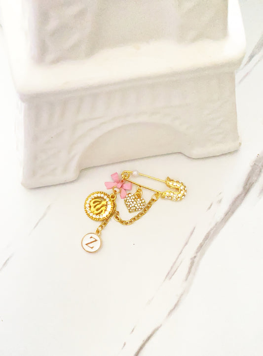Girl's Custom Initial Pin with Chain