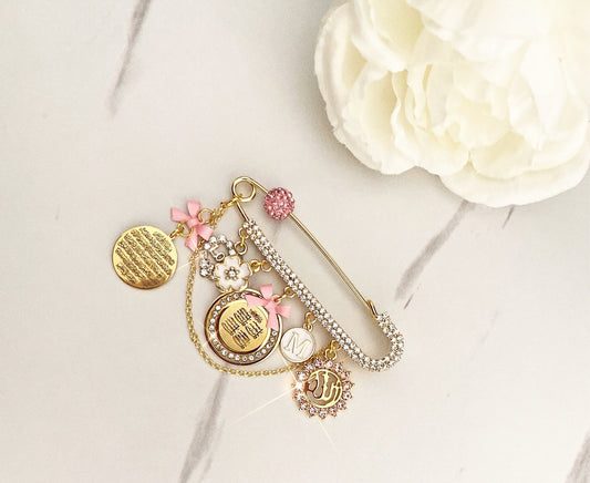 4 Quls, Allah, Ayatul Kursi Crystal Initial Pin