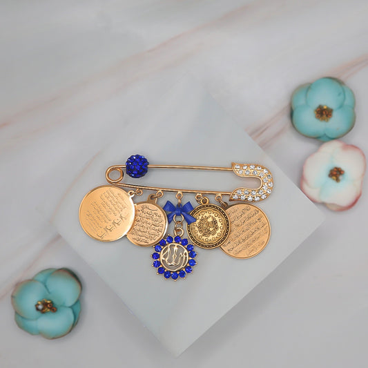 Ayatul Kursi allah 4 Qul Mashallah Dark blue pin