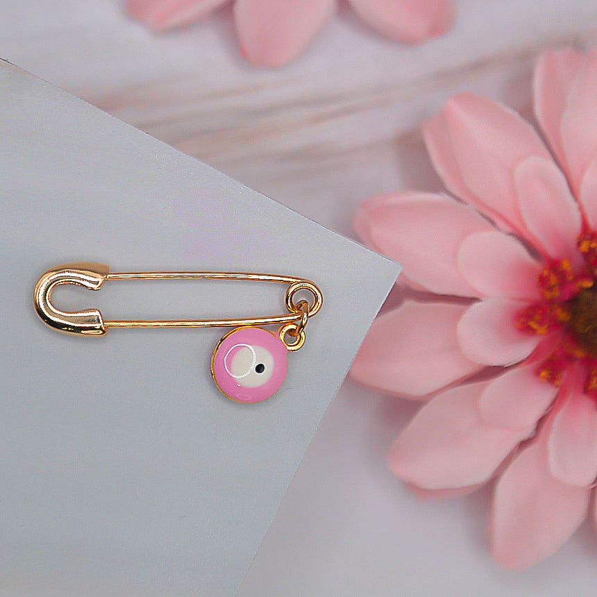 Small Plain Gold Pin with a Pink Eye
