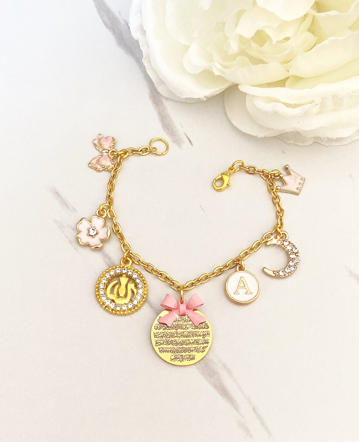 Girl's Custom Initial Bracelet with Pin Charms