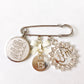 Boy's Small Initial Pin with Allah & Ayatul Kursi Charms