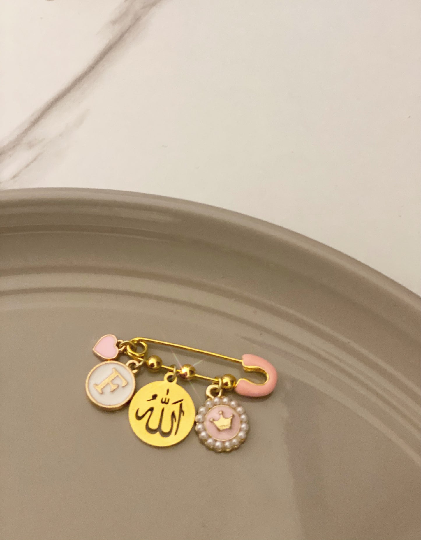 Allah Heart Personalized Initial Baby Pin