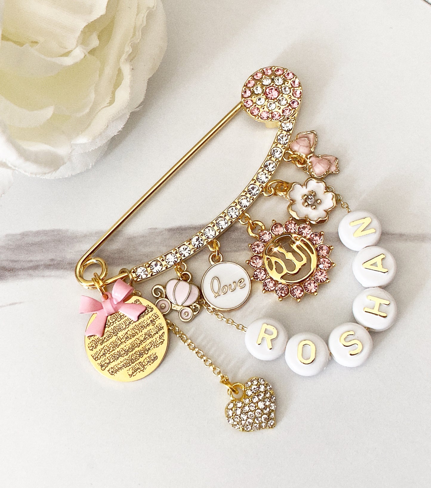 Girl's Customized Pin with Beaded Name