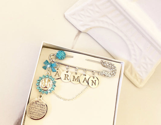 Crystal Tip Pin with Mirror Steel LETTER(S), Allah, & Ayatul Kursi