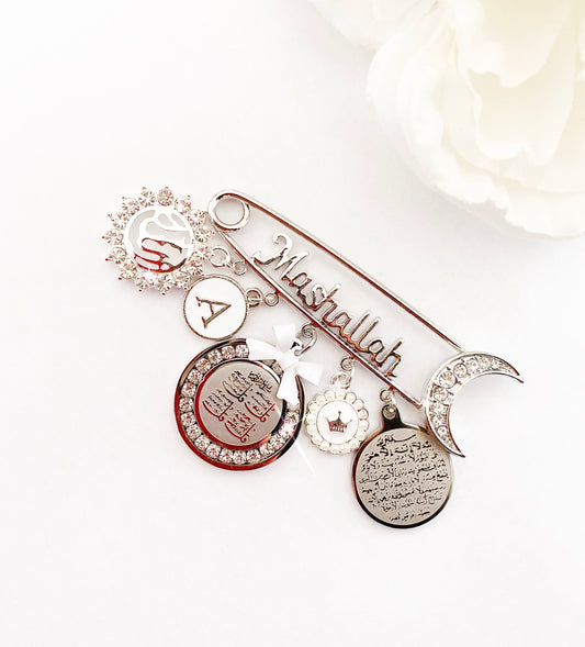 MashAllah Pin with Allah, Initial, Ayatul Kursi, & 4 Quls Charms