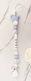 Customized pacifier clip with crown in blue and marble