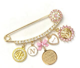 Girl's Pin with Charms & Initial