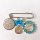 Boy's Small Initial Pin with Allah & Ayatul Kursi Charms